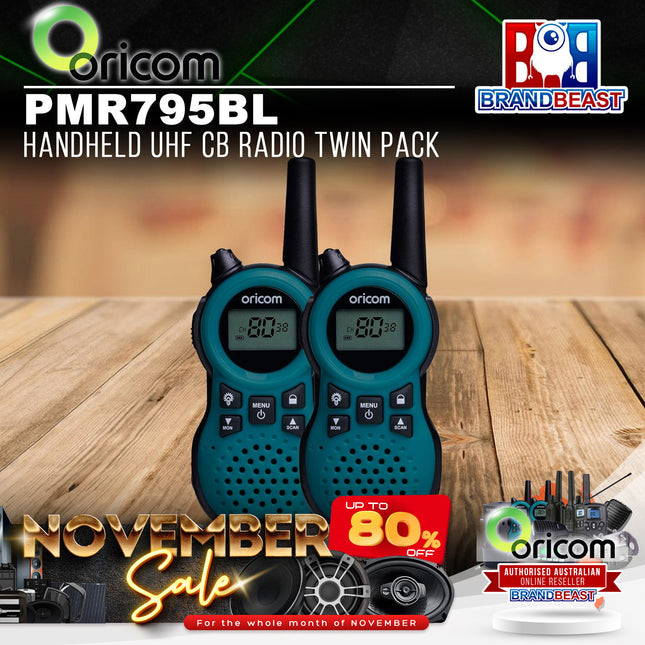 Oricom PMR795BL Handheld UHF CB Radio Twin Pack