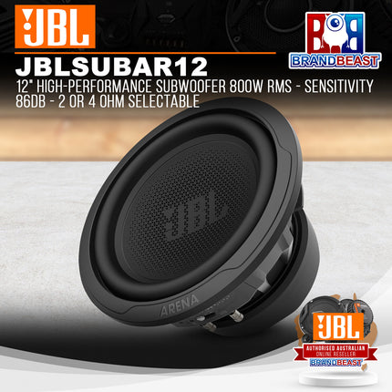 JBL Arena 12" High-Performance Subwoofer 800W RMS - Sensitivity 86dB - 2 or 4 Ohm Selectable