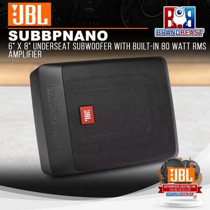 JBL BassPro Nano 6" x 8" Underseat Subwoofer with Built-In 80 Watt RMS Amplifier