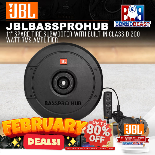 JBL BassPro HUB 11" Spare Tire Subwoofer with Built-In Class D 200 Watt RMS Amplifier