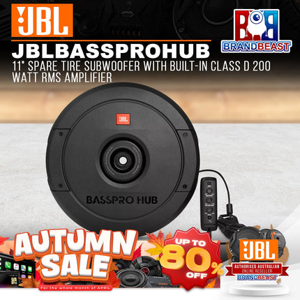 JBL BassPro HUB 11" Spare Tire Subwoofer with Built-In Class D 200 Watt RMS Amplifier