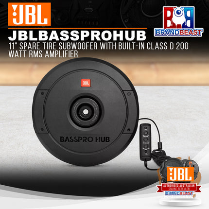 JBL BassPro HUB 11" Spare Tire Subwoofer with Built-In Class D 200 Watt RMS Amplifier