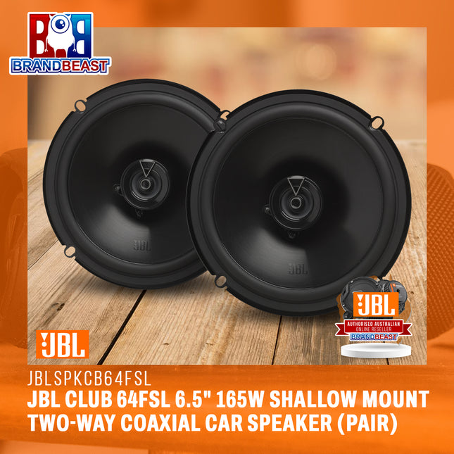 JBL Club 64FSL 6.5" 165W Shallow Mount Two-Way Coaxial Car Speaker (Pair)