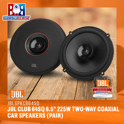 JBL Club 64SQ 6.5" 225W Two-Way Coaxial Car Speakers (Pair)