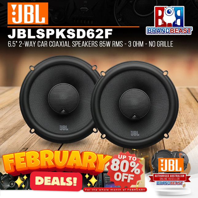 JBL JBLSPKSD62F STADIUM 62F 6.5" 2-Way Car Coaxial Speakers 85W RMS