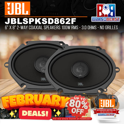 JBL Stadium 862F 6&quot; x 8&quot; 2-Way Coaxial Speakers 100W RMS - 3.0 Ohms - No Grilles