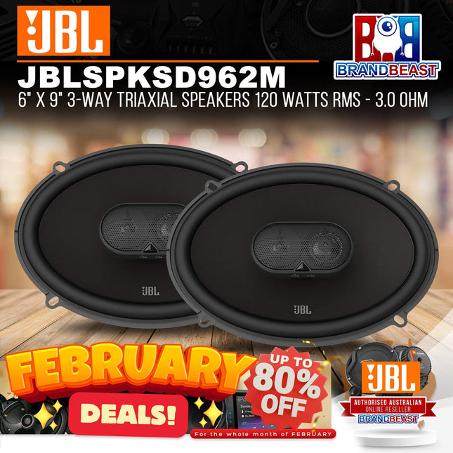 JBL STADIUM 962M 6" x 9" 3-Way Triaxial Speakers 120 Watts RMS - 3.0 Ohm