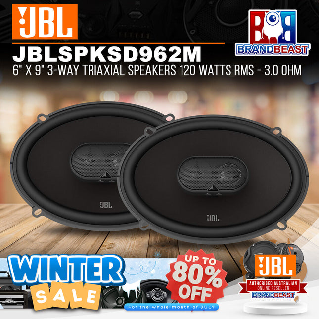 JBL STADIUM 962M 6" x 9" 3-Way Triaxial Speakers 120 Watts RMS - 3.0 Ohm