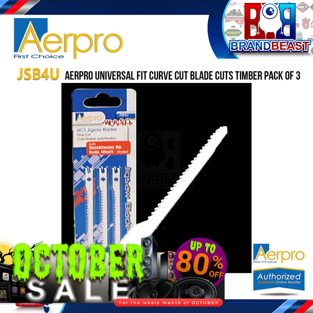 Aerpro JSB4U Universal Fit Curve Cut Blade Cuts Timber Pack of 3