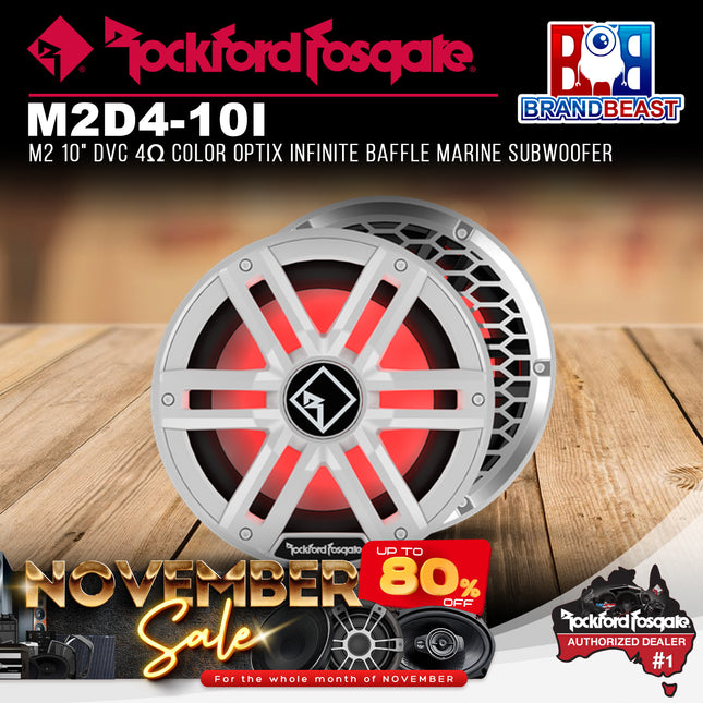 Rockford Fosgate M2D4-10I M2 10" DVC 4Œ© Color Optix Infinite Baffle Marine Subwoofer