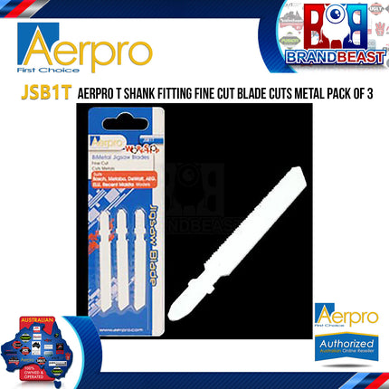 Aerpro JSB1T T Shank Fitting Fine Cut Blade Cuts Metal Pack of 3