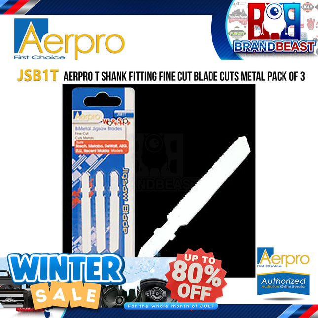 Aerpro JSB1T T Shank Fitting Fine Cut Blade Cuts Metal Pack of 3