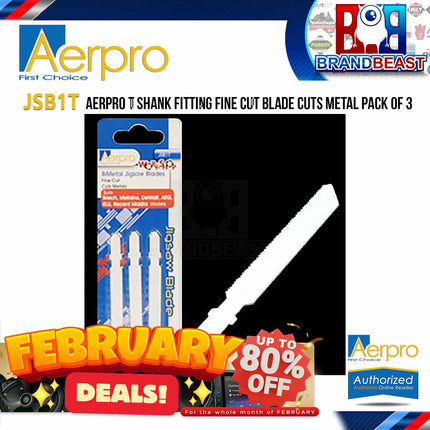 Aerpro JSB1T T Shank Fitting Fine Cut Blade Cuts Metal Pack of 3