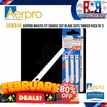 Aerpro JSB3M Makita Fit Coarse Cut Blade Cuts Timber Pack Of 3