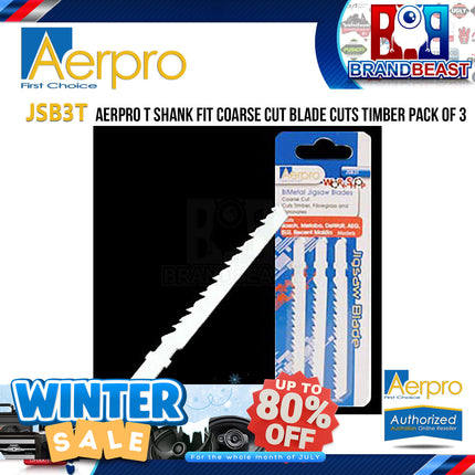 Aerpro JSB3T T Shank Fit Coarse Cut Blade Cuts Timber Pack of 3