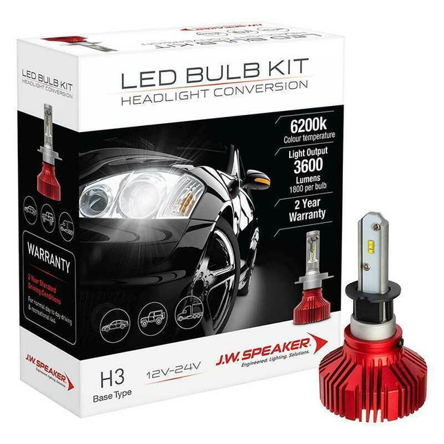 JW Speaker 990003D 3600 Driverless LED H3 Headlight Bulb 6200K Conversion Kit