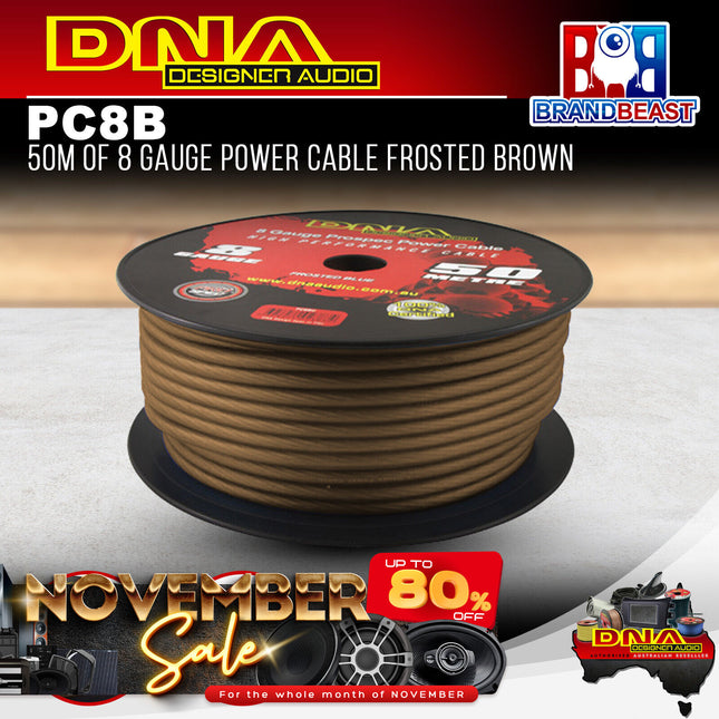 DNA PC8B 8 Gauge Power Cable Frosted Brown - 50 Metres
