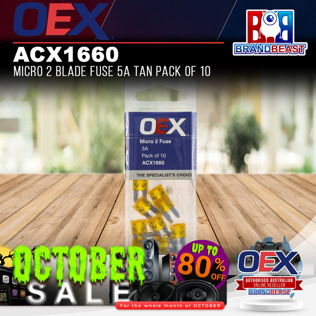 OEX ACX1660 Micro 2 Blade Fuse 5A Tan Pack of 10