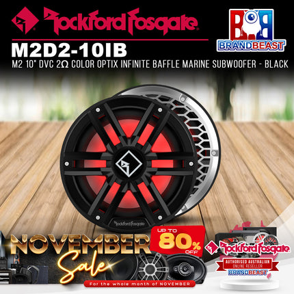 Rockford Fosgate M2D2-10IB M2 10" DVC 2Œ© Color Optix Infinite Baffle Marine Subwoofer - Black