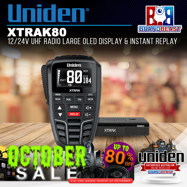 Uniden XTRAK80 12/24V UHF Radio Large OLED Display & Instant Replay