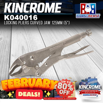 KINCROME K040016 Locking Pliers Curved Jaw 125mm (5&quot;)