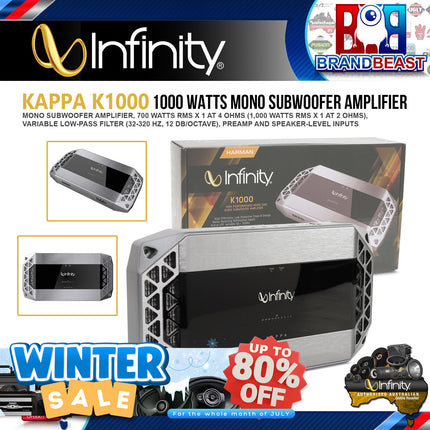 Infinity K1000 2600W High-Performance Mono Car Audio Subwoofer Amplifier