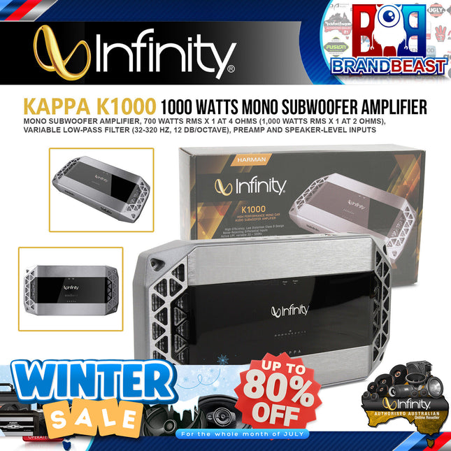 Infinity K1000 2600W High-Performance Mono Car Audio Subwoofer Amplifier