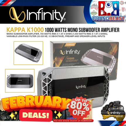 Infinity K1000 2600W High-Performance Mono Car Audio Subwoofer Amplifier