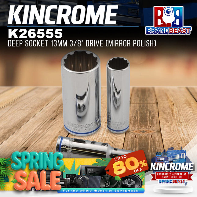 KINCROME K26555 Deep Socket 13mm 3/8" Drive (Mirror Polish)
