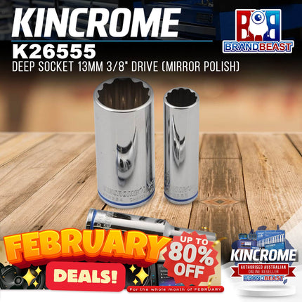 KINCROME K26555 Deep Socket 13mm 3/8&quot; Drive (Mirror Polish)