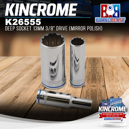 KINCROME K26555 Deep Socket 13mm 3/8" Drive (Mirror Polish)