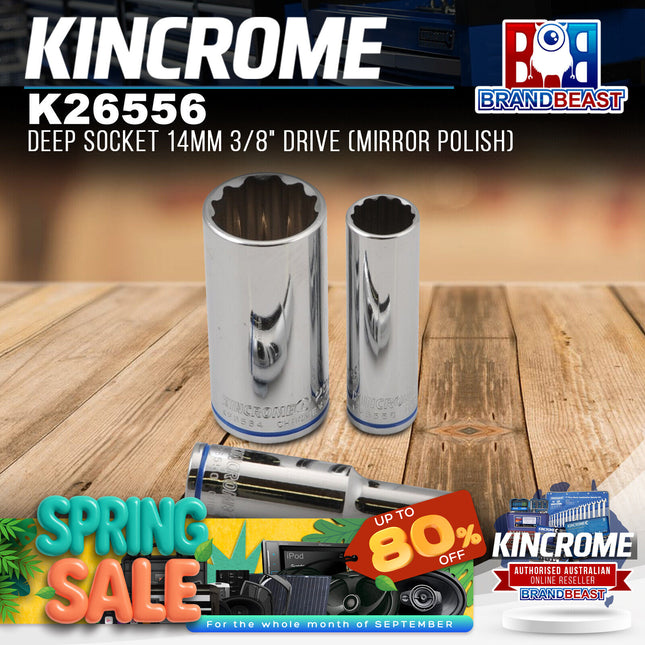 KINCROME K26556 Deep Socket 14mm 3/8" Drive (Mirror Polish)