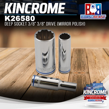 KINCROME K26580 Deep Socket 3/8" 3/8" Drive (Mirror Polish)