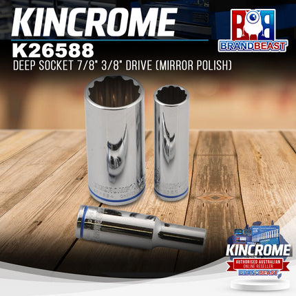 KINCROME K26588 Deep Socket 7/8" 3/8" Drive (Mirror Polish)