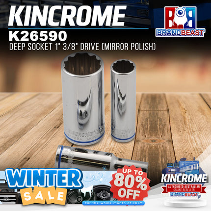 KINCROME K26590 Deep Socket 1" 3/8" Drive (Mirror Polish)