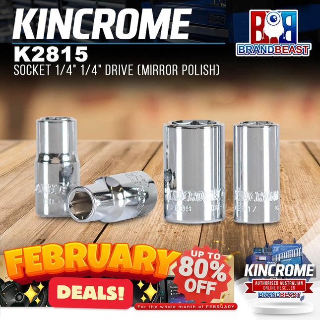 KINCROME K2815 Socket 1/4&quot; 1/4&quot; Drive (Mirror Polish)