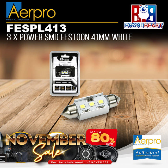 Aerpro FESPL413 3x Power SMD Festoon 41mm White