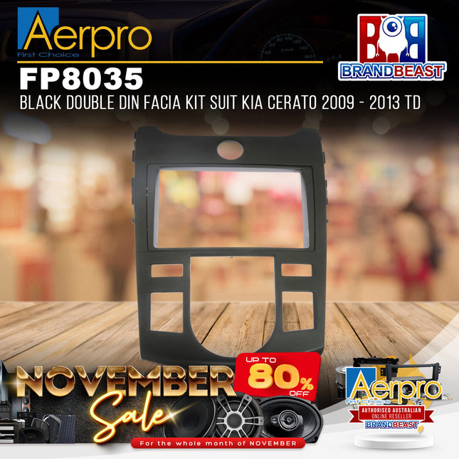 Aerpro FP8035 Black Double DIN Facia Kit Suit Kia Cerato (Auto Climate Controls)