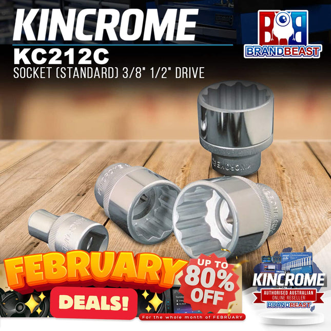 KINCROME KC212C Socket (Standard) 3/8&quot; 1/2&quot; Drive