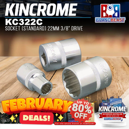 KINCROME KC322C Socket (Standard) 22mm 3/8&quot; Drive