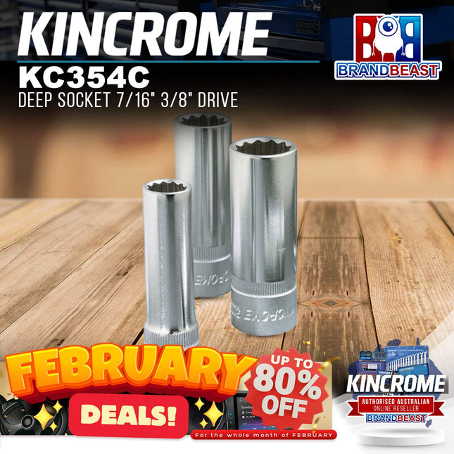 KINCROME KC354C Deep Socket 7/16&quot; 3/8&quot; Drive