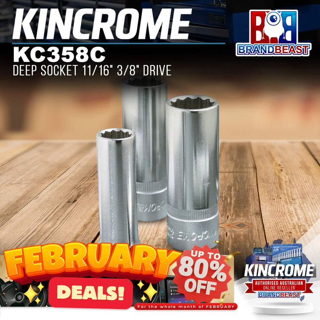 KINCROME KC358C Deep Socket 11/16&quot; 3/8&quot; Drive