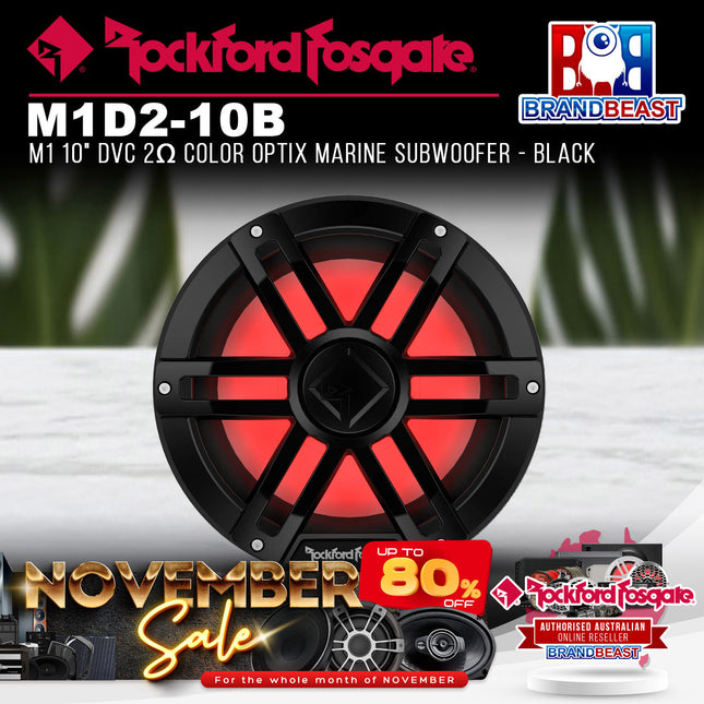 Rockford Fosgate M1D2-10B M1 10" DVC 2Œ© Color Optix Marine Subwoofer - Black