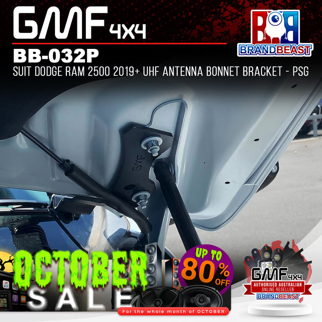 GMF4x4 BB-032P UHF Antenna Bonnet Bracket Suit Dodge RAM2500 2019+ PassengerSide