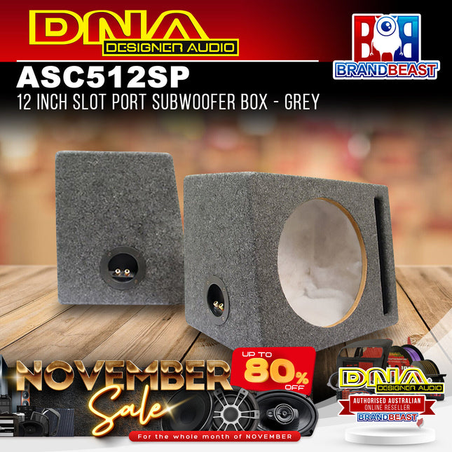 DNA ASC512SP 12 Inch Slot Port Subwoofer Box Grey