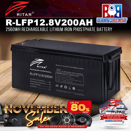 Ritar R-LFP12.8V200AH 2560Wh Rechargeable Lithium Iron Phosphate Battery