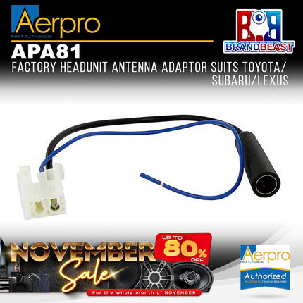 Aerpro APA81 Factory Headunit Antenna Adaptor Suit Toyota/Subaru Vehicles