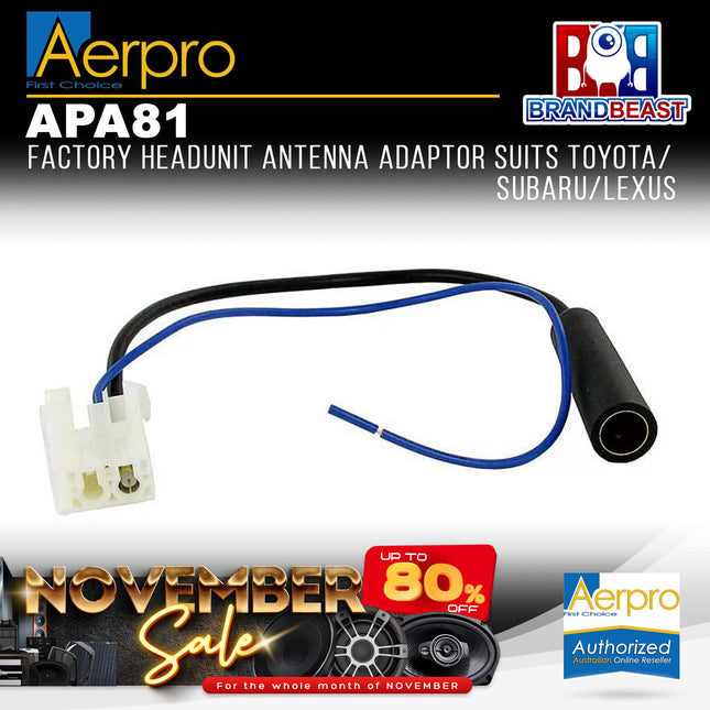 Aerpro APA81 Factory Headunit Antenna Adaptor Suit Toyota/Subaru Vehicles