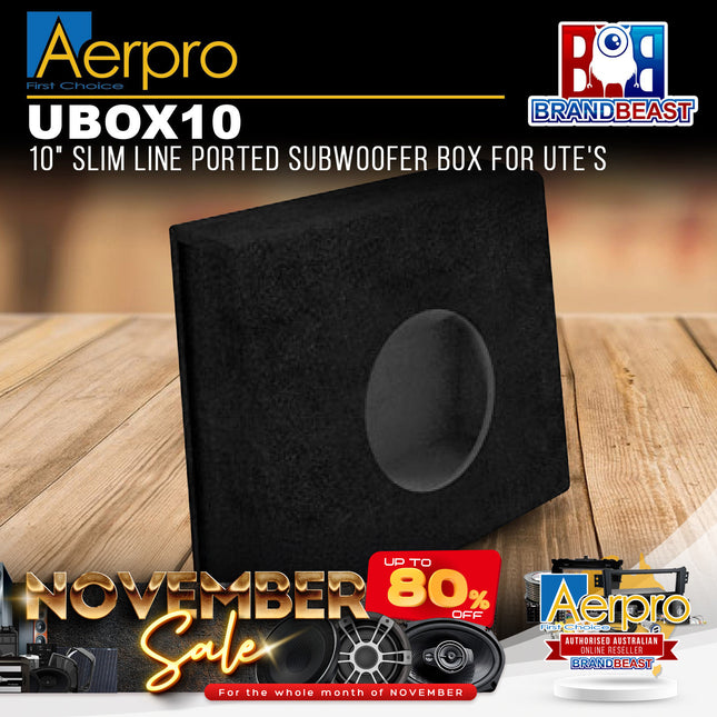 Aerpro UBOX10 10" Slim Line Ported Subwoofer Box For UTE's
