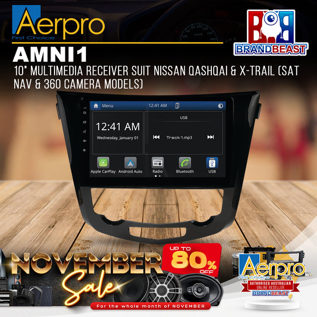 Aerpro AMNI1 10" Multimedia Receiver Suit Nissan QASHQAI & X-Trail